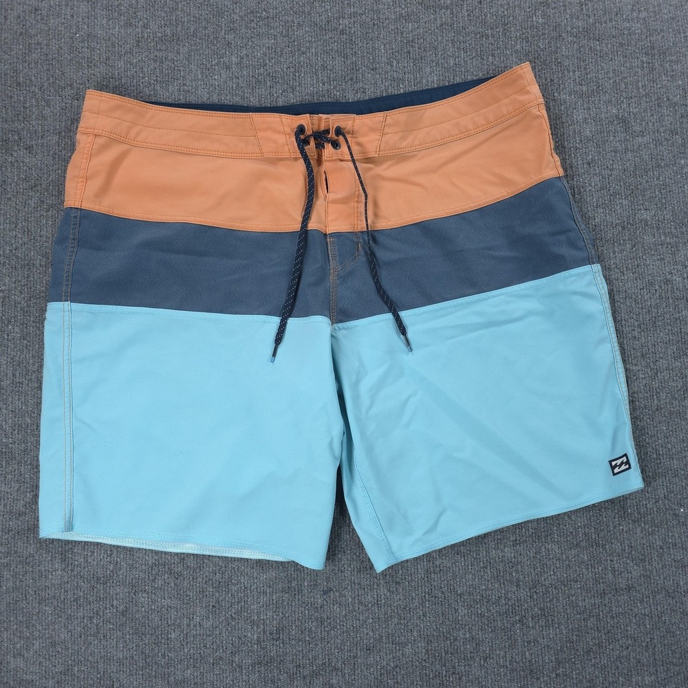 Billabong Board Shorts Recycler Tribong Mens 34 Blue Colorblock Surf Swim Trunks